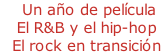 - Un año de película - El R&B y el hip-hop - El rock en transición